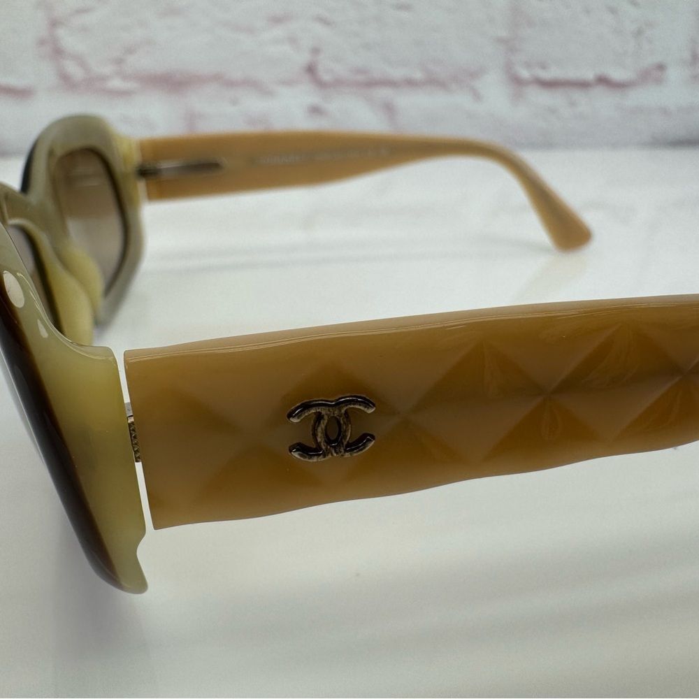 Chanel 5094 C837 Brown Beige 53mm Gradient CC'S Sunglasses ITALIAN QUILTING - Picture 8 of 13